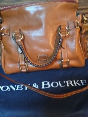 Dooney & Bourke Cognac Leather Shoulder Bag with Braided Handle